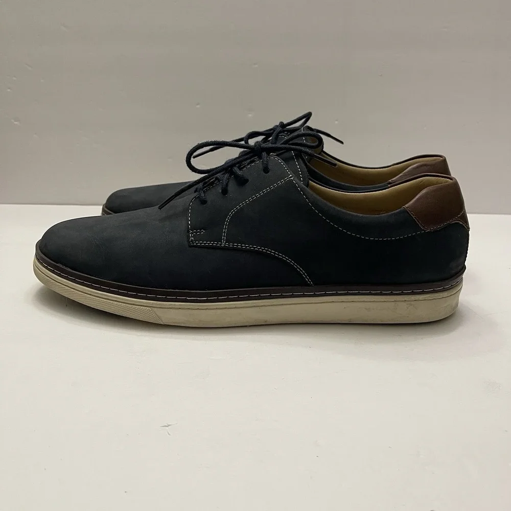 Johnston & Murphy McGuffey‎ Plain Toe Navy Oiled Full Grain Men's Shoe 10.5